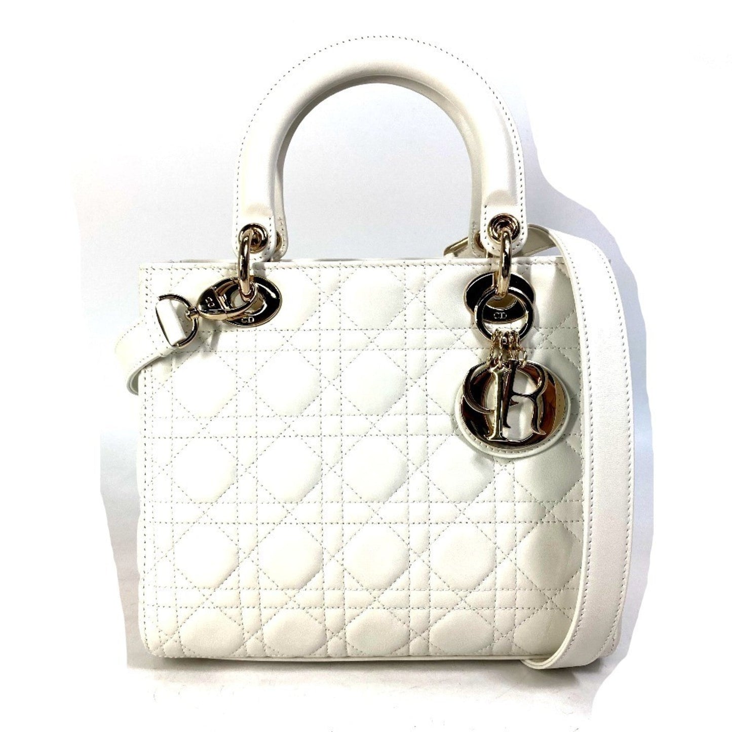Christian Dior White Leather Handbag Shoulder Bag  