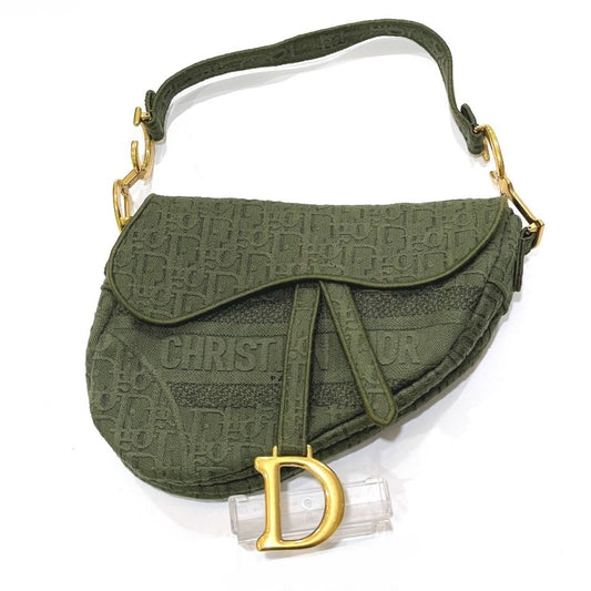 Christian Dior Khaki Canvas Handbag Saddle Bag  