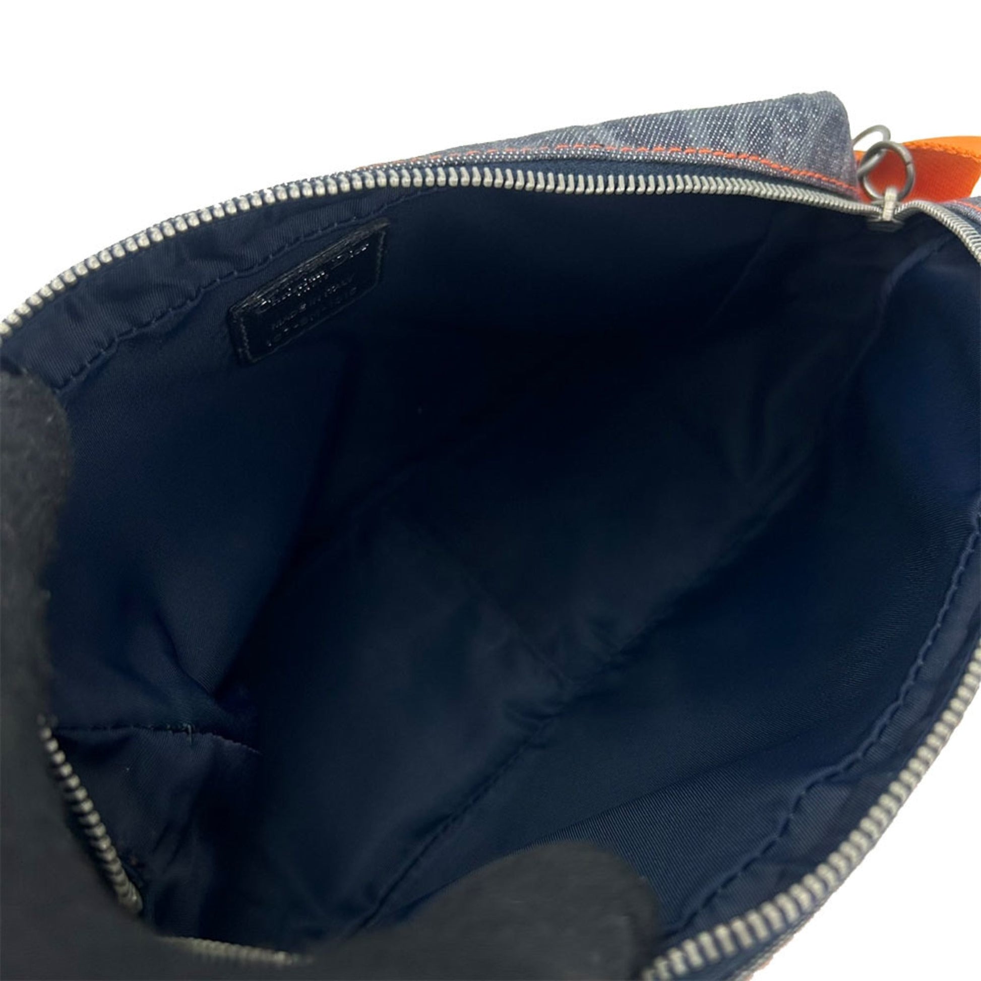 Christian Dior Navy Orange Denim Leather Shoulder Bag  