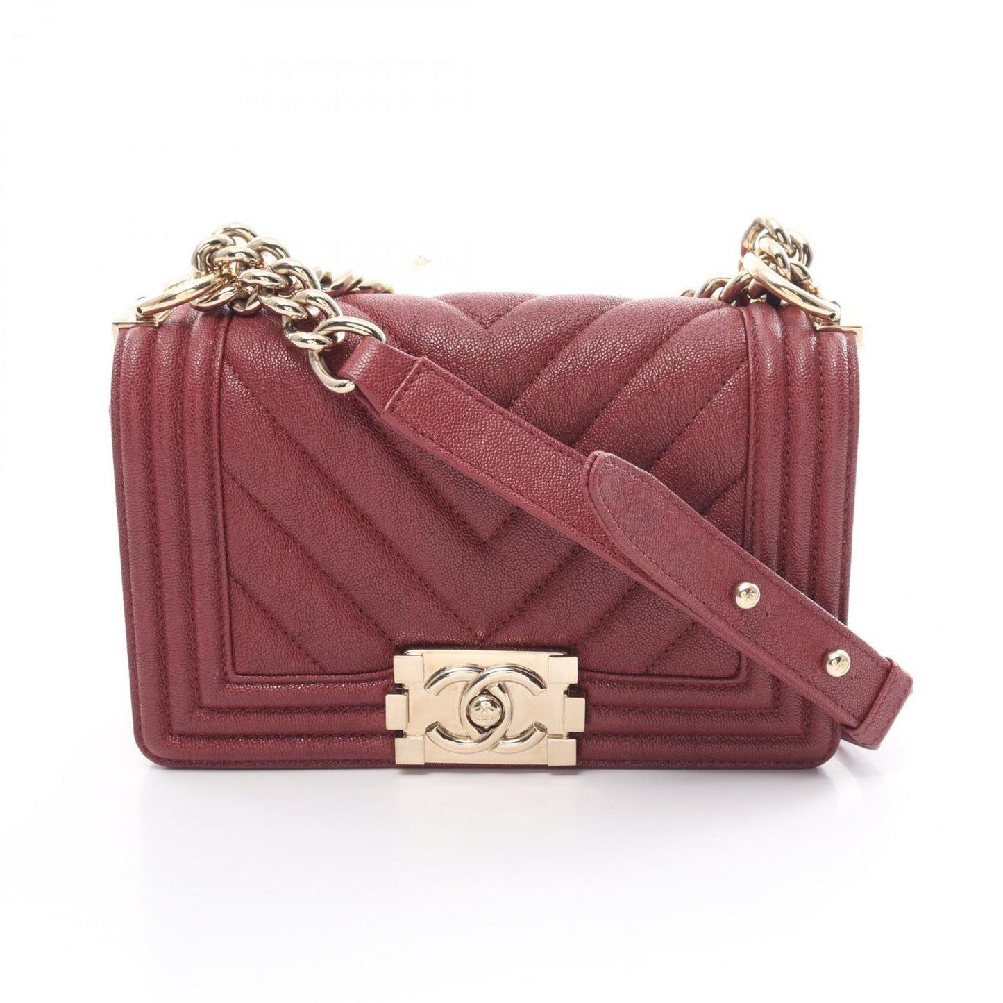 CHANEL Boy Chanel V stitch shoulder bag caviar skin women s bordeaux