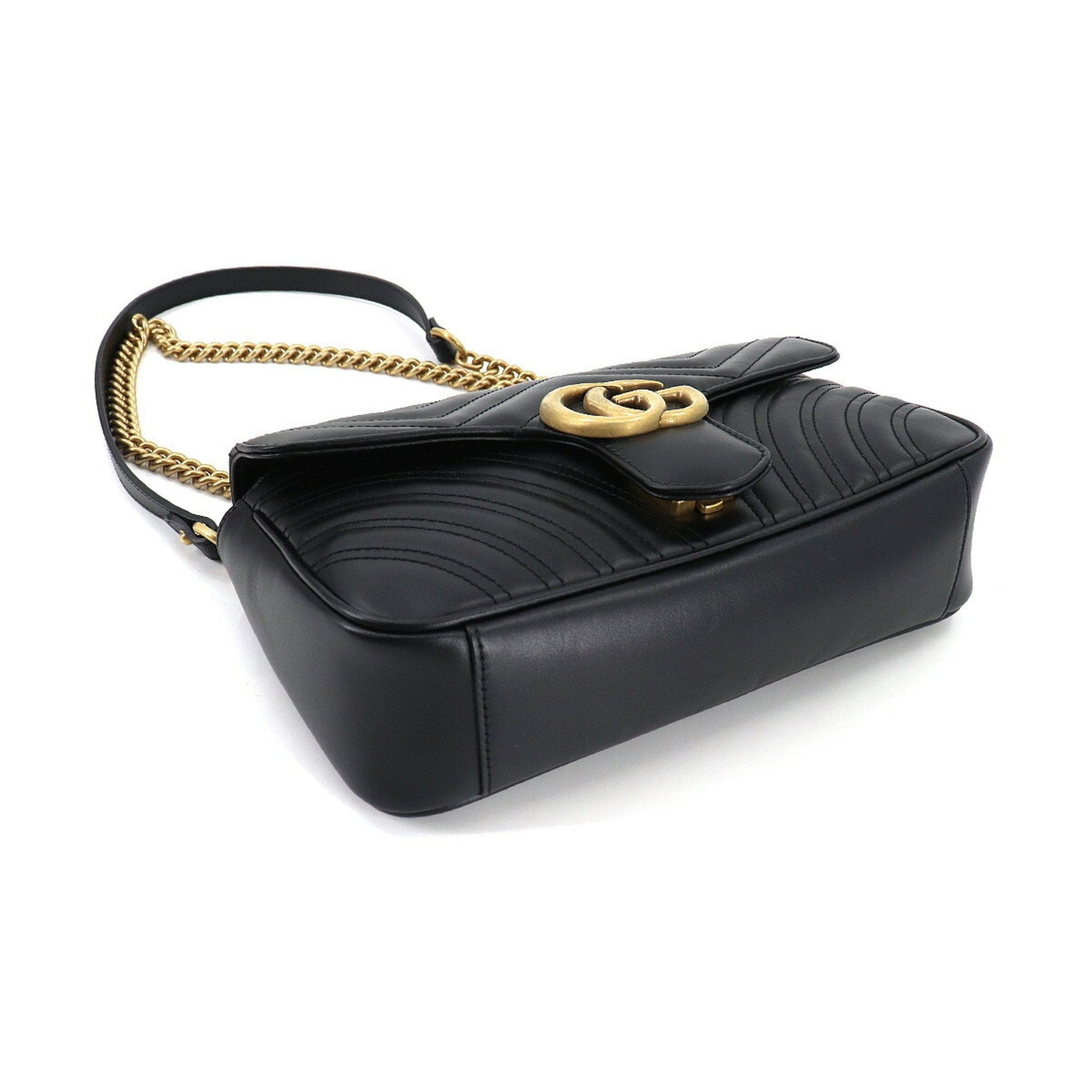 Gucci GG Marmont Black Leather Quilted Shoulder Bag Style 3