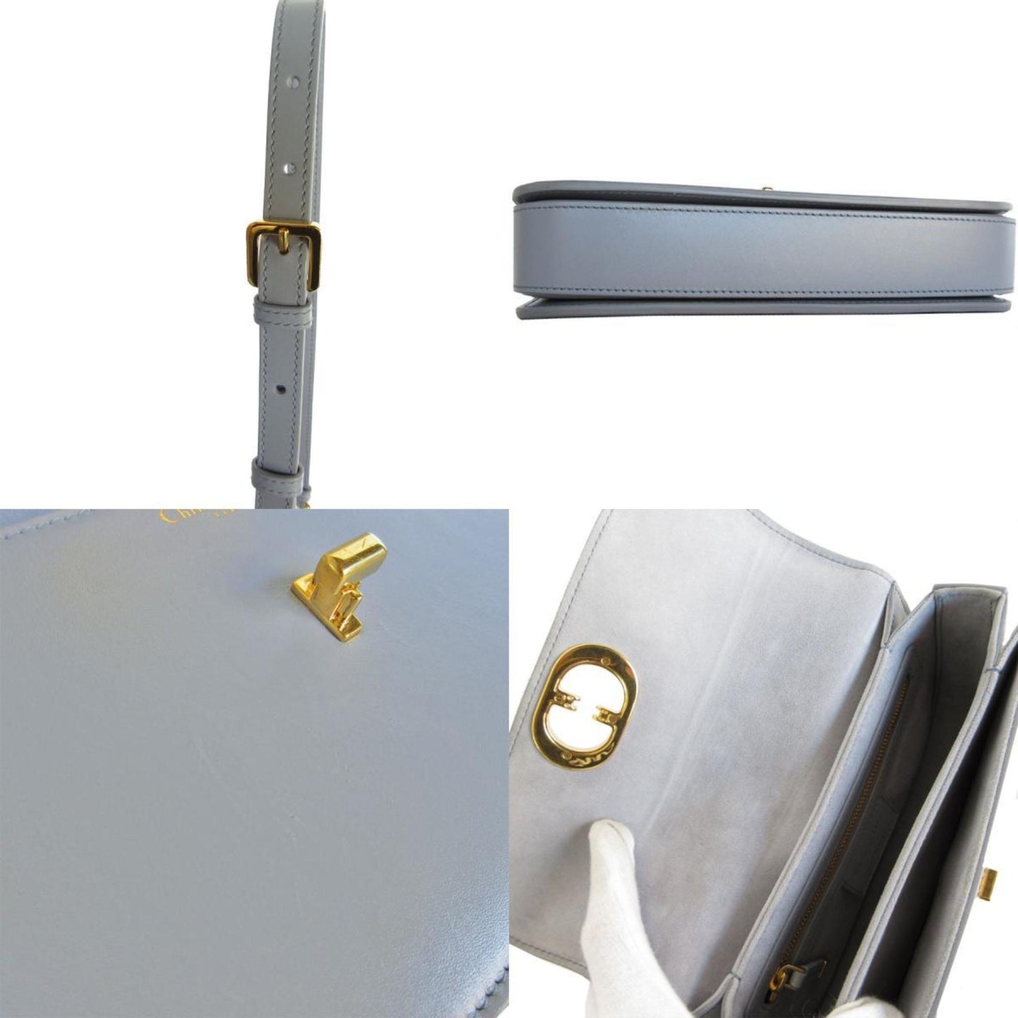 Christian Dior Gray Leather Shoulder Bag  
