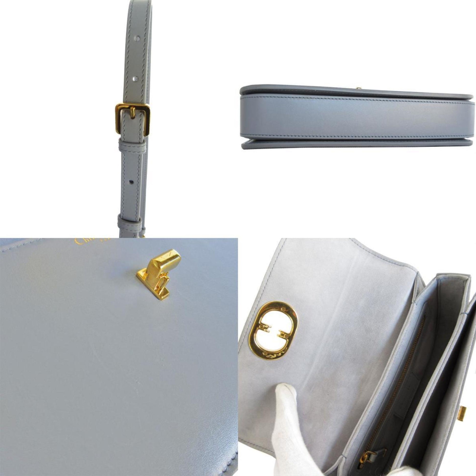 Christian Dior Gray Leather Shoulder Bag  