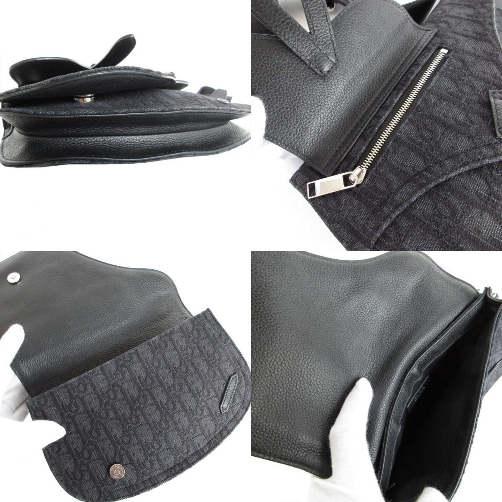 Christian Dior Black Canvas Leather Sling Bag  