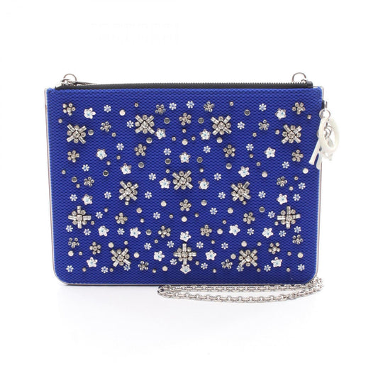 Christian Dior Black Blue Leather Fabric Shoulder Bag  