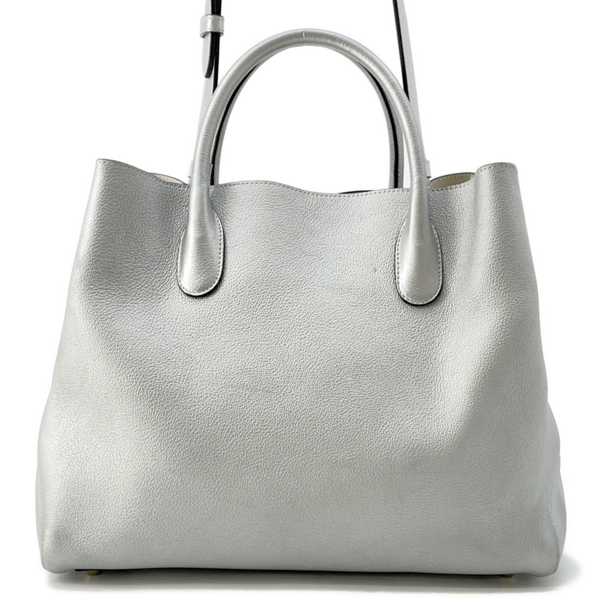 Christian Dior Silver Leather Handbag Shoulder Bag  