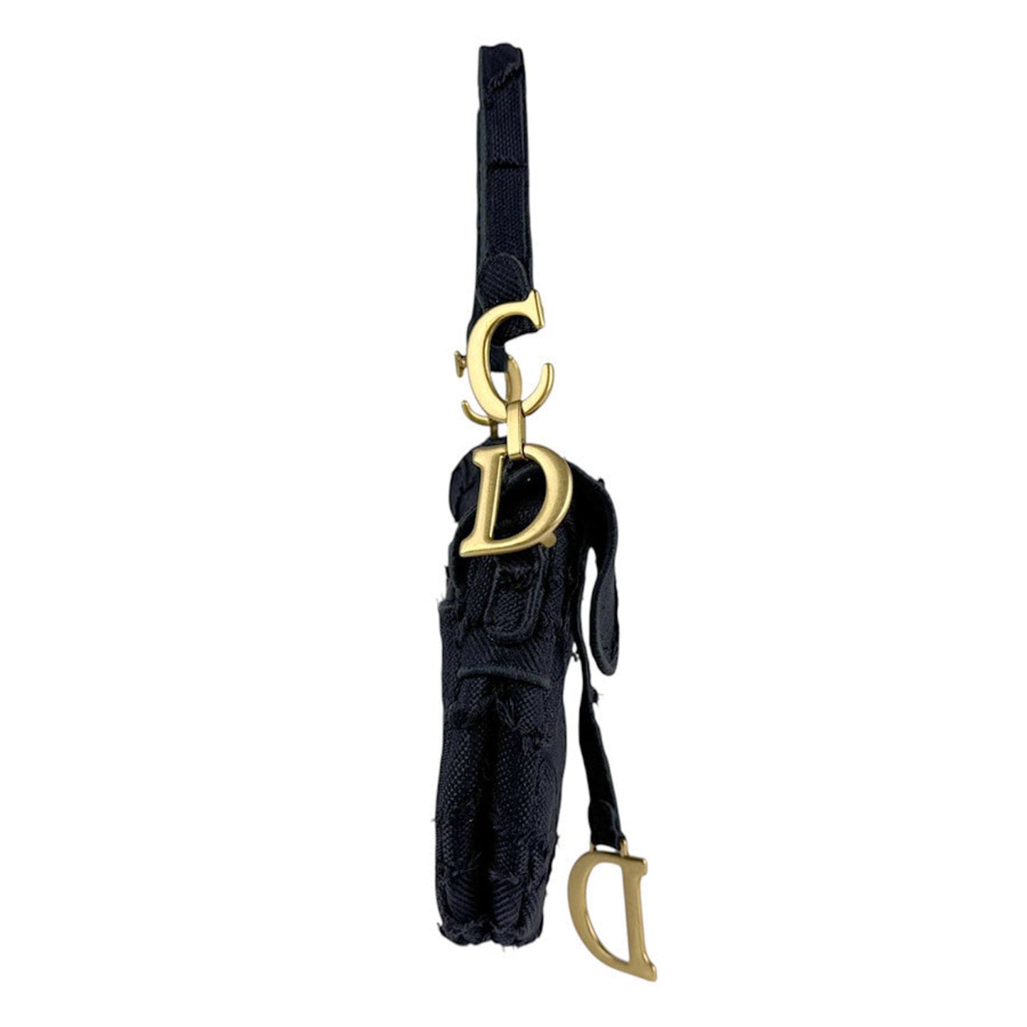 Christian Dior Black Canvas Handbag Saddle Bag  