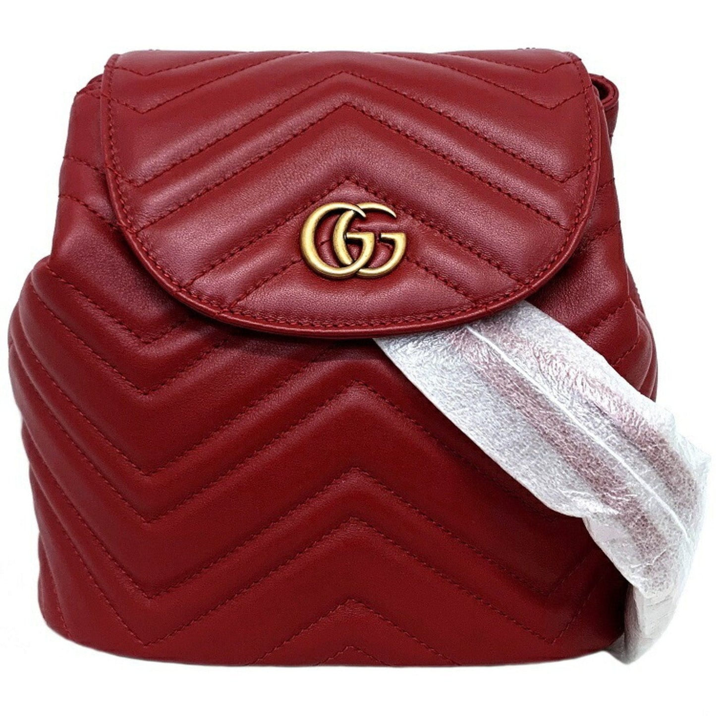 Gucci GG Marmont Red Leather Quilted Backpack