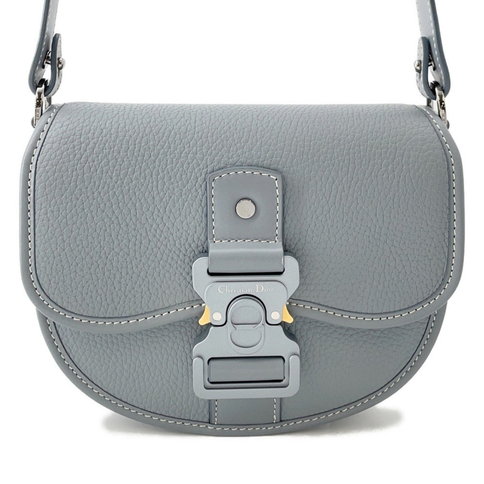 Christian Dior Gray Leather Shoulder Bag  