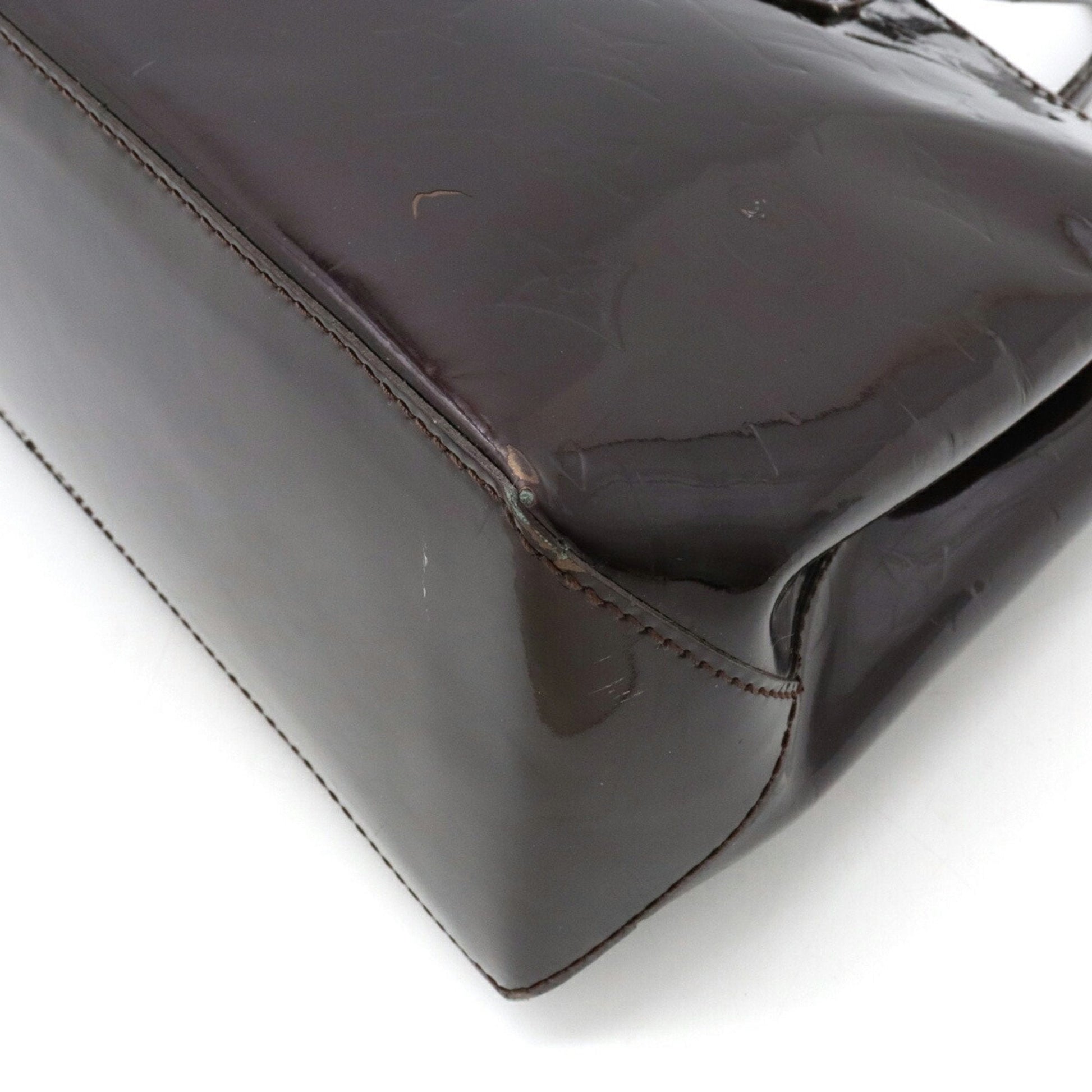 LOUIS VUITTON Monogram Vernis Wilshire PM Handbag Tote Bag Enamel Calf Amarant