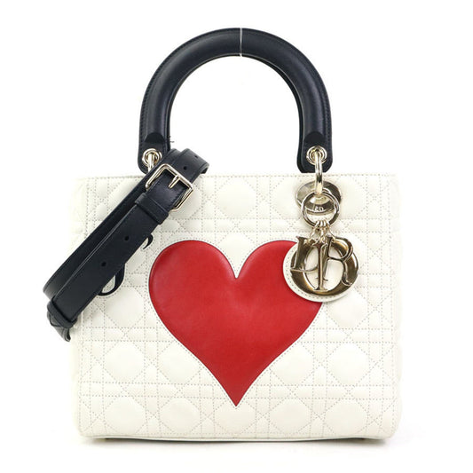 Christian Dior Black Red Color White Leather Handbag Shoulder Bag  