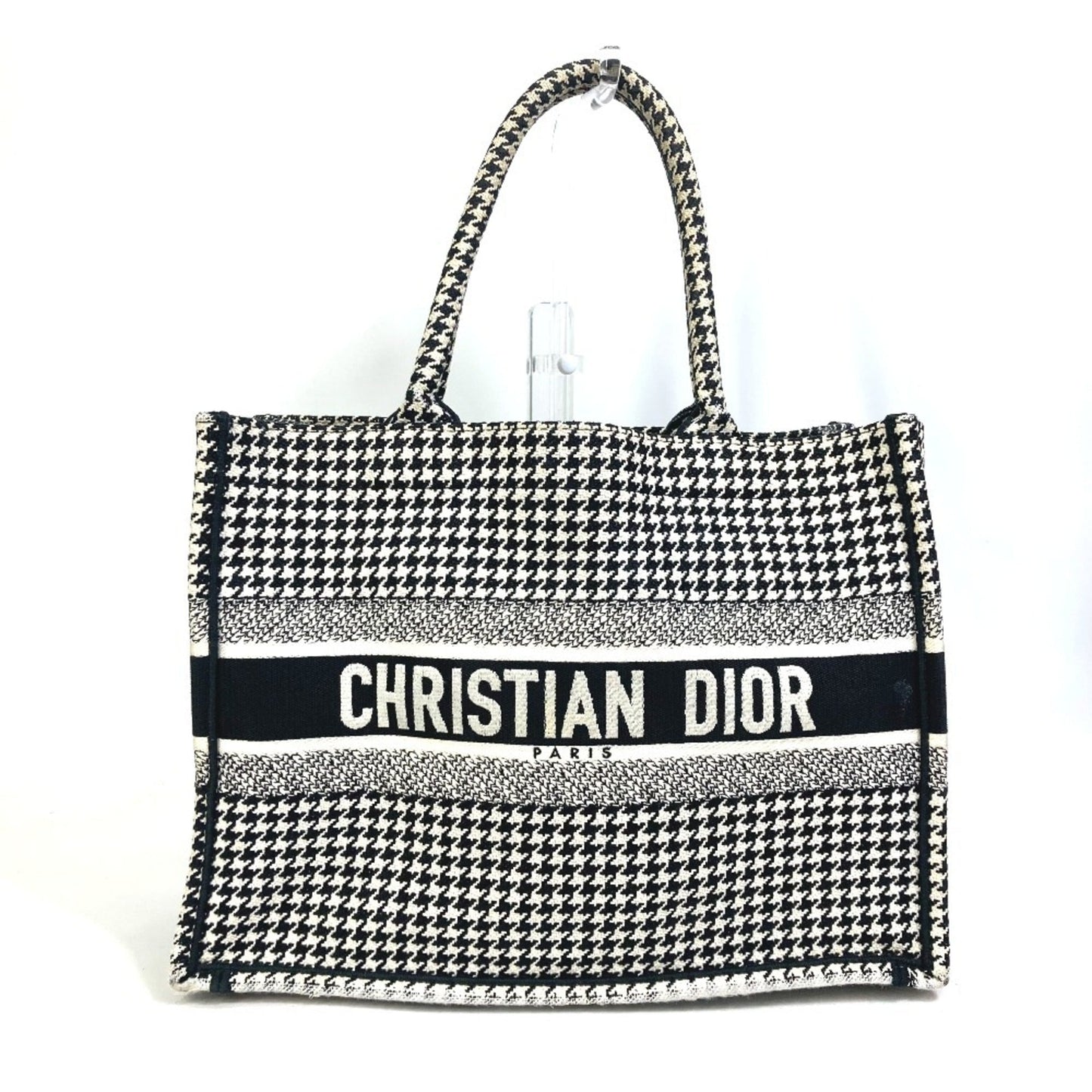 Christian Dior Black White Canvas Shoulder Bag Tote Bag  