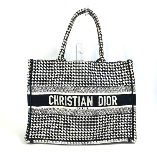 Christian Dior Black White Canvas Shoulder Bag Tote Bag  