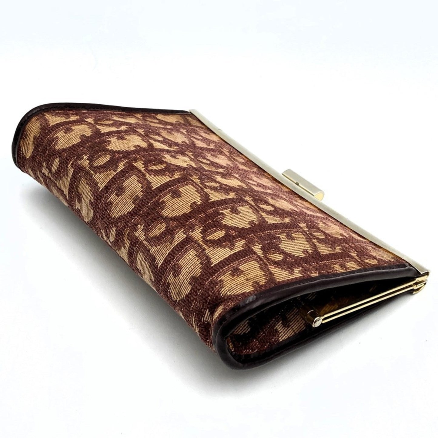 Christian Dior Beige Red Color Canvas Pouch  