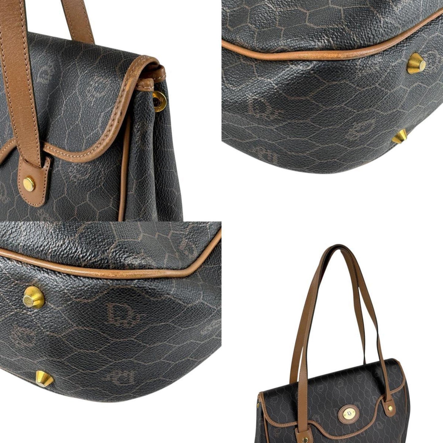Christian Dior Brown Pvc Leather Shoulder Bag  