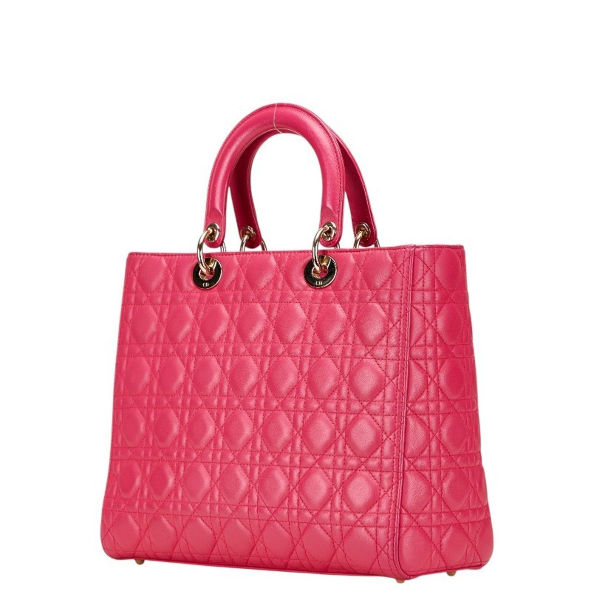 Christian Dior Lady Dior Pink Leather Handbag Shoulder Bag  