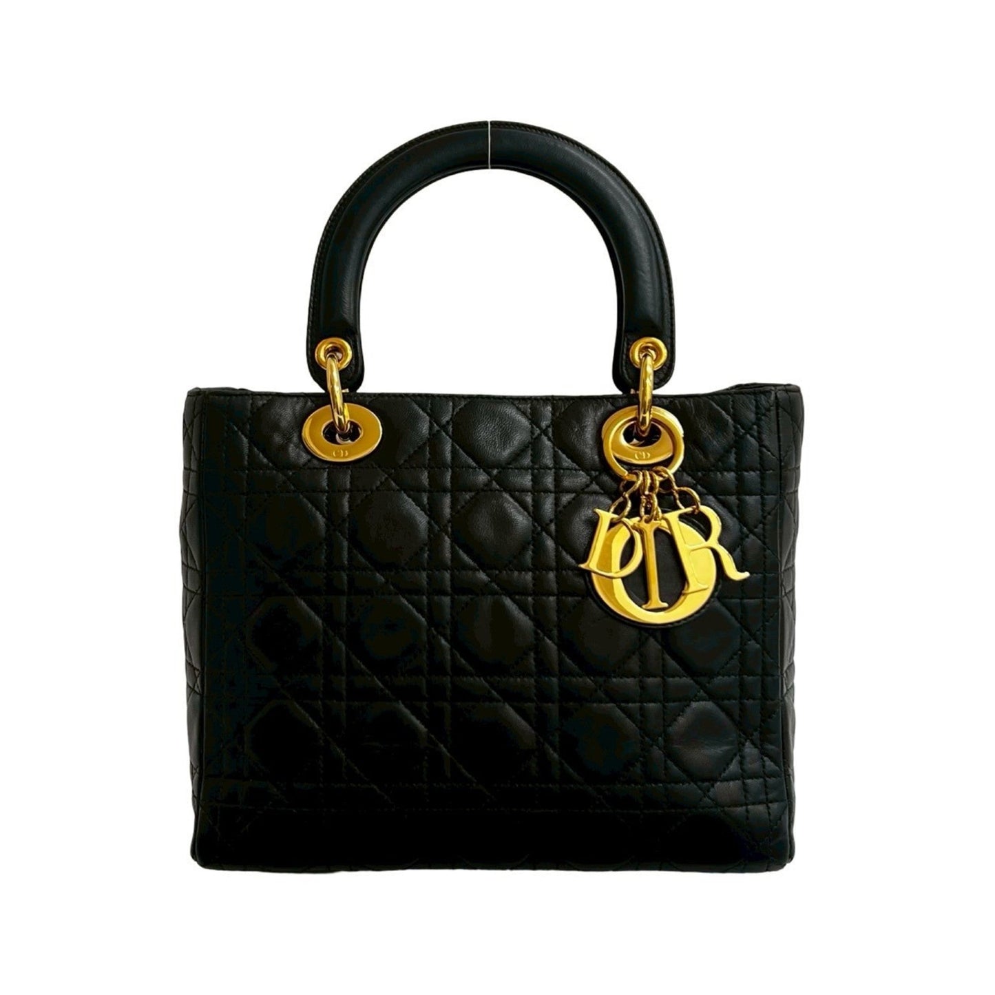 Christian Dior Black Leather Handbag Tote Bag  