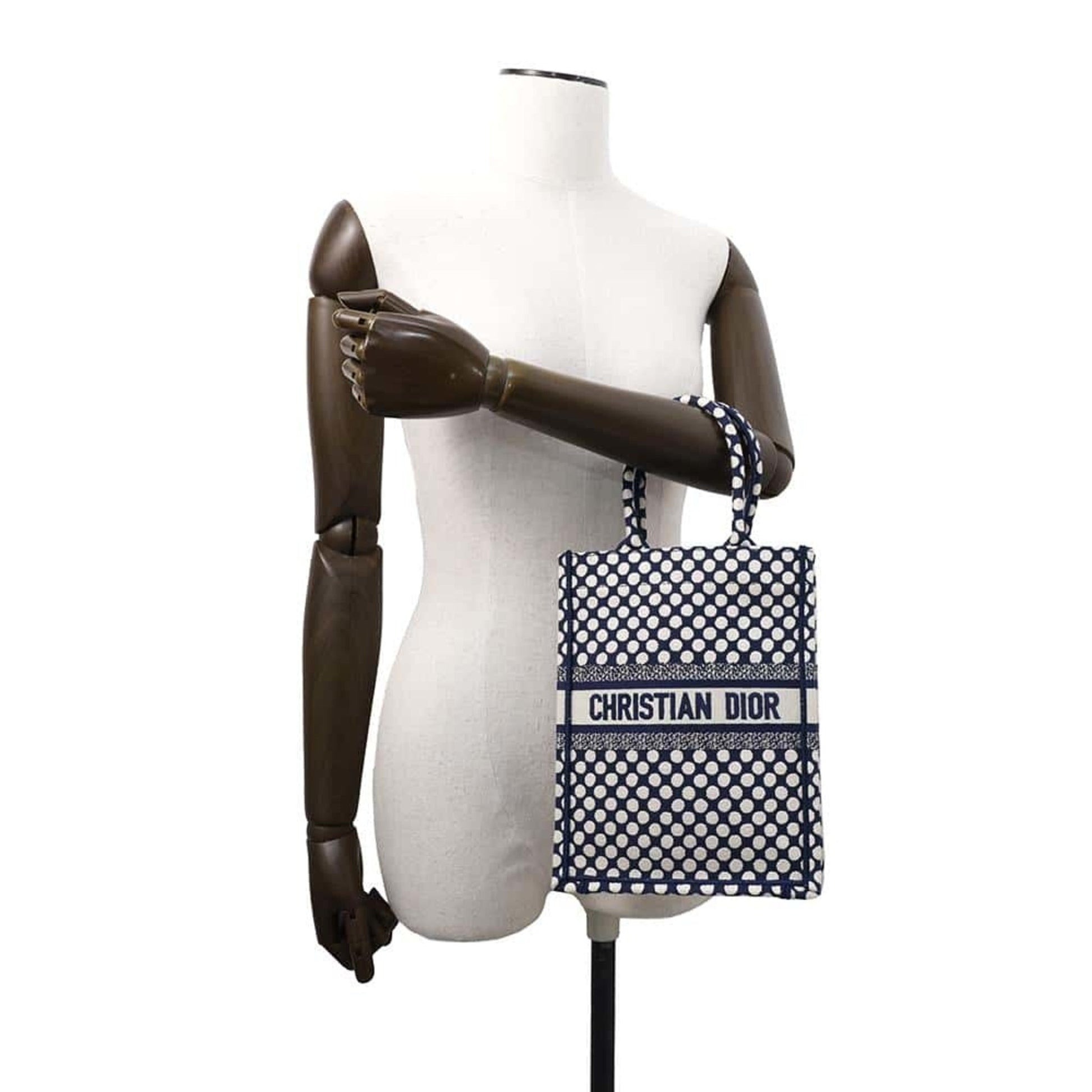 Christian Dior Navy White Canvas Handbag  