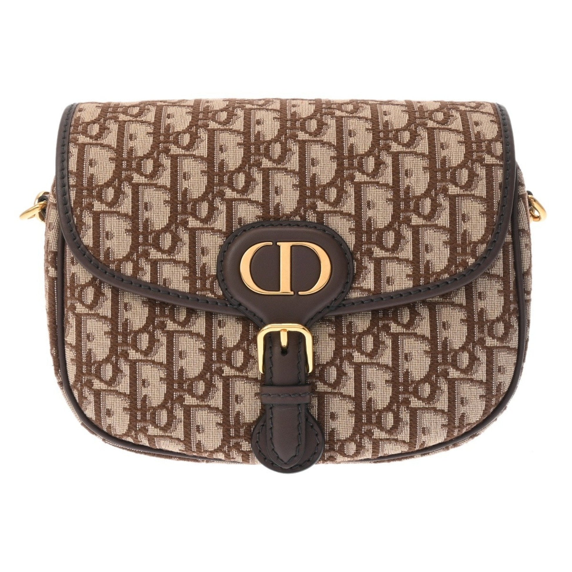 Christian Dior Brown Jacquard Leather Shoulder Bag  