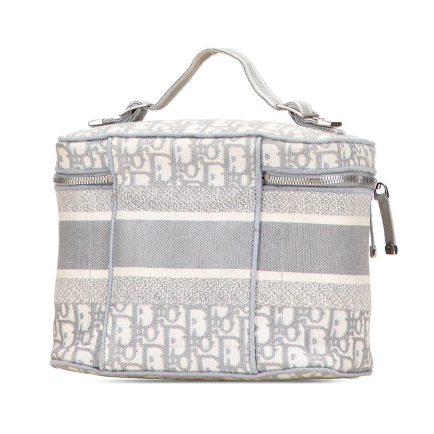 Christian Dior Gray White Canvas Handbag Vanity Bag  