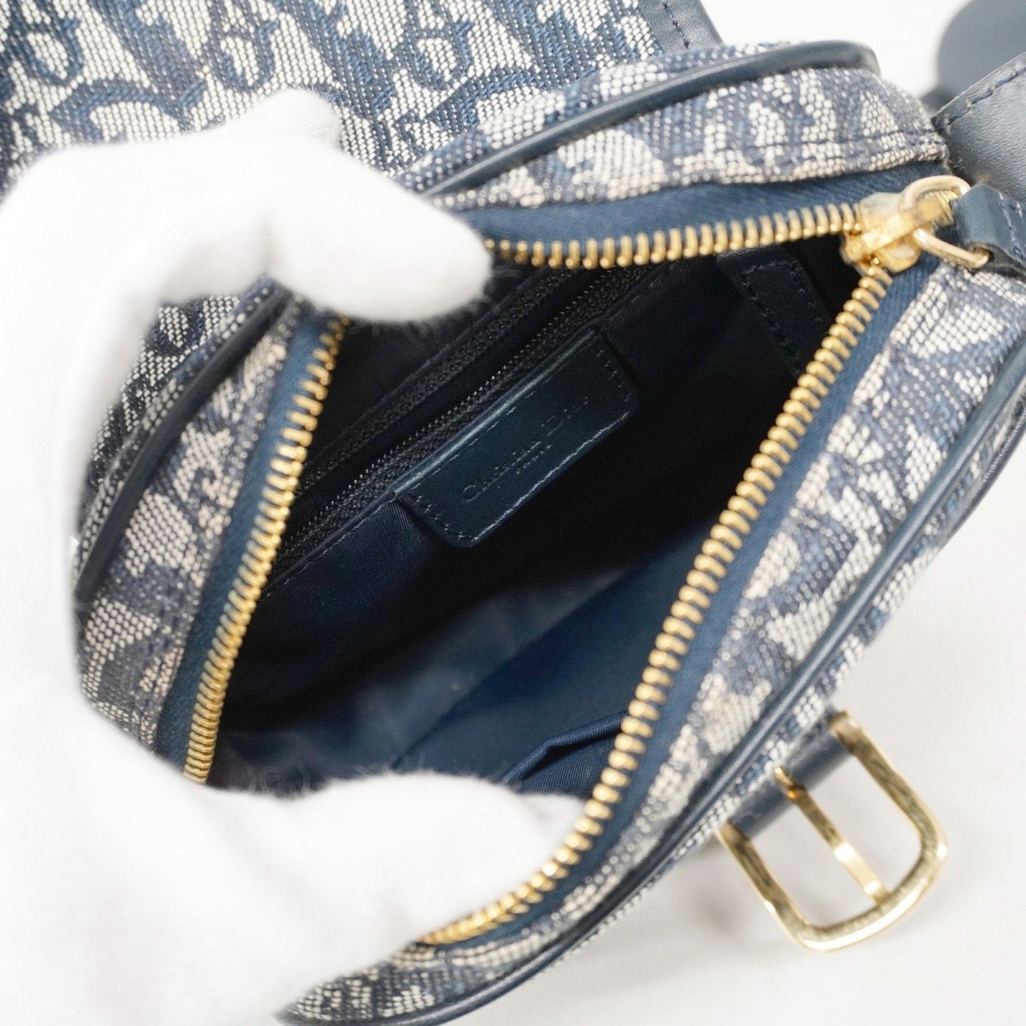 Christian Dior Navy Canvas Shoulder Bag  