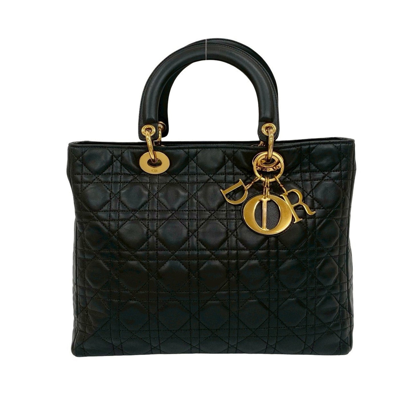 Christian Dior Black Leather Handbag Tote Bag  