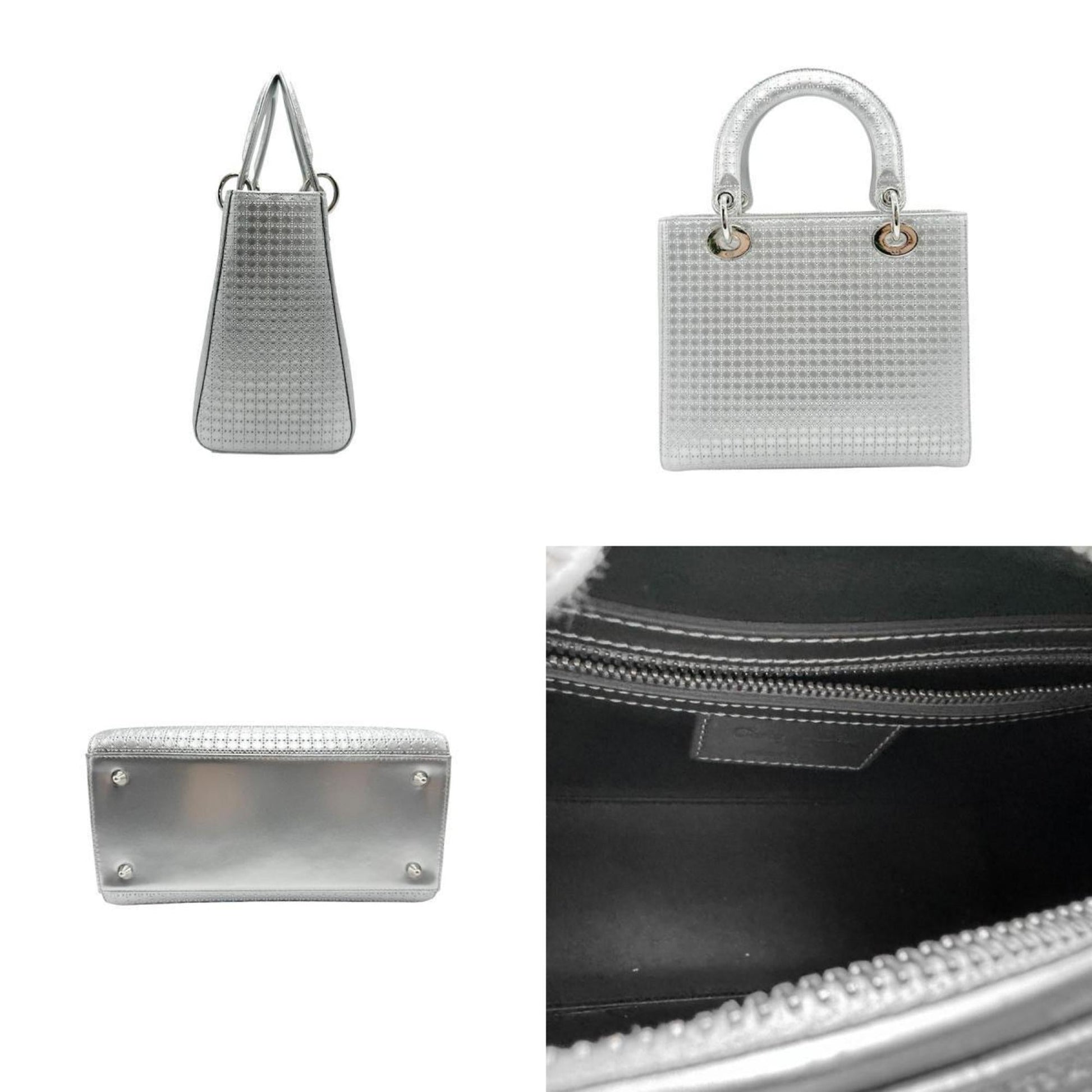 Christian Dior Silver Leather Handbag Shoulder Bag  