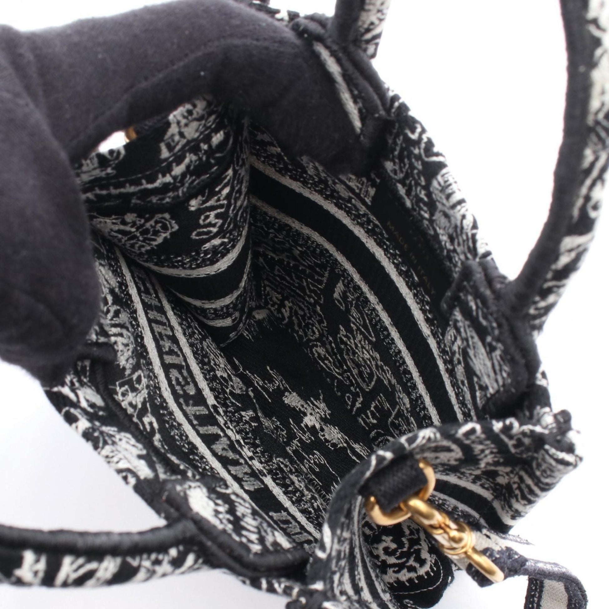 Christian Dior Black White Canvas Handbag Tote Bag  