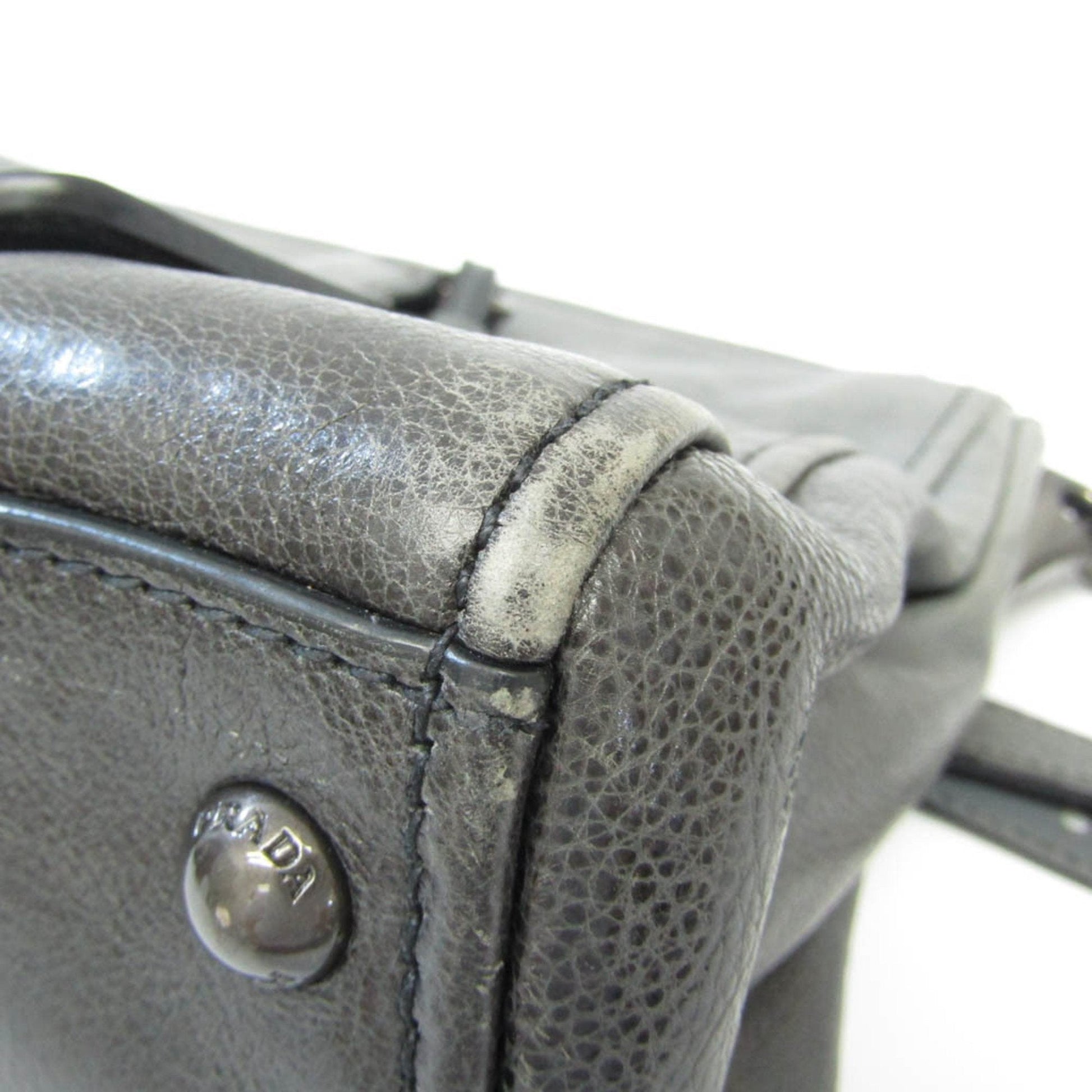 Prada Women's Leather HandBag,Shoulder Bag Gray,Gray Navy