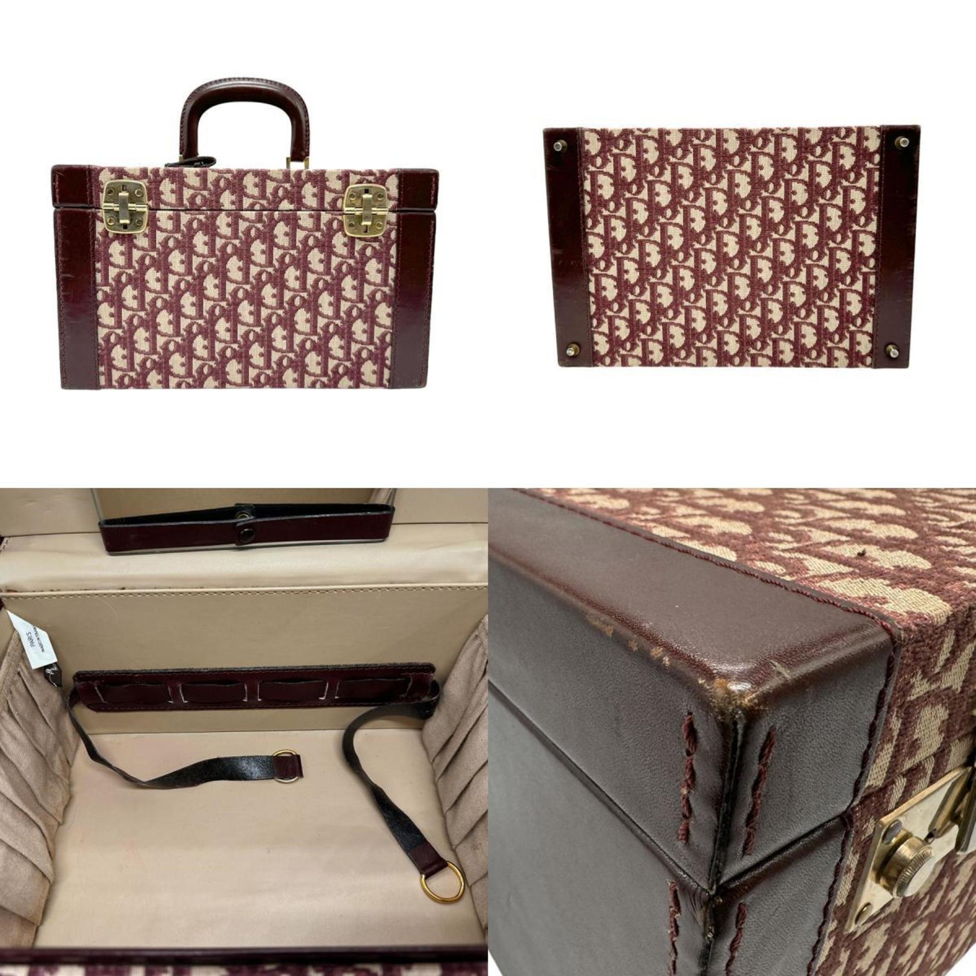 Christian Dior Bordeaux Canvas Leather Handbag  