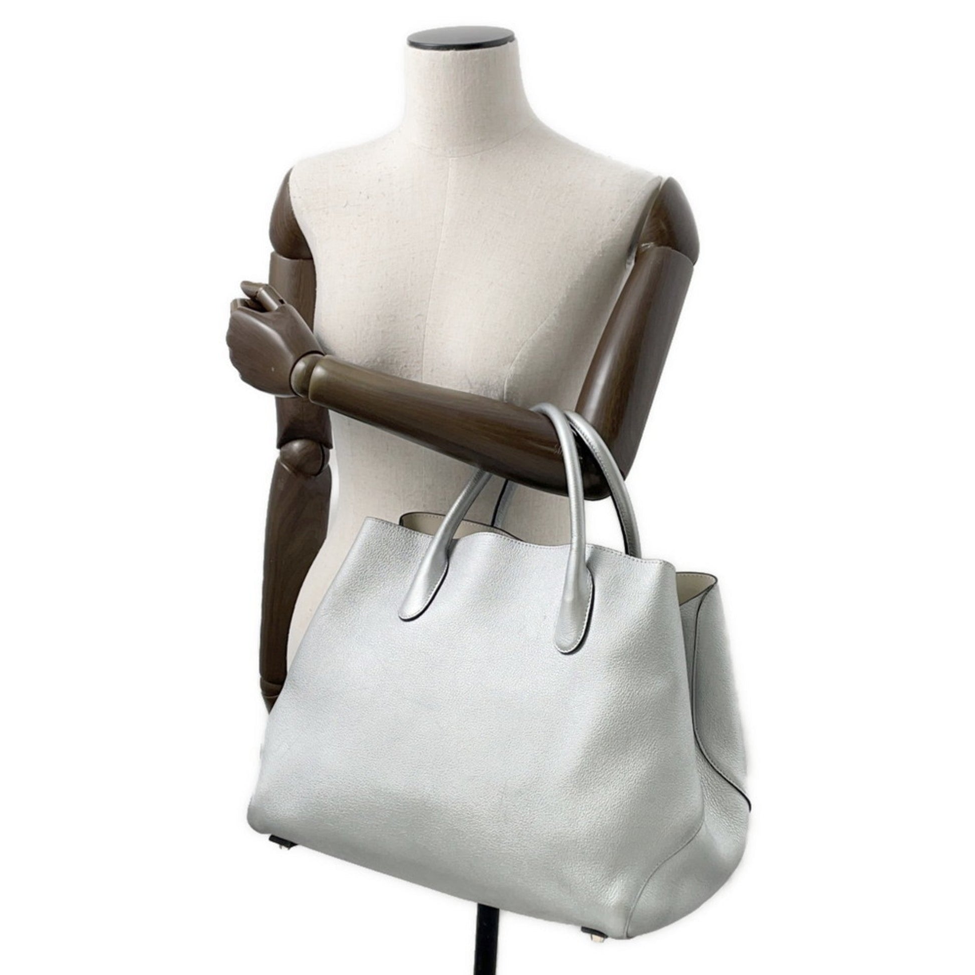 Christian Dior Silver Leather Handbag Shoulder Bag  