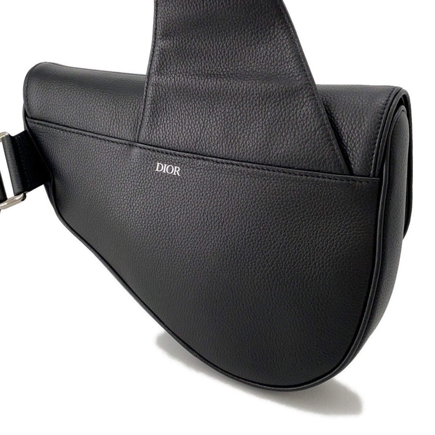 Christian Dior Black Leather Saddle Bag Sling Bag  
