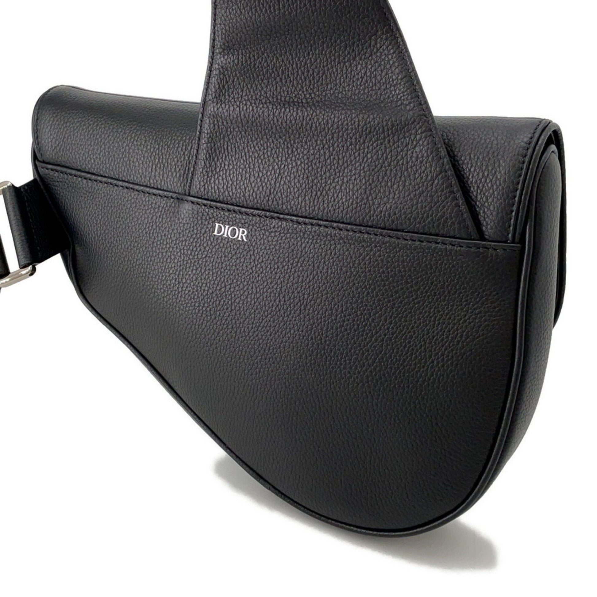 Christian Dior Black Leather Saddle Bag Sling Bag  