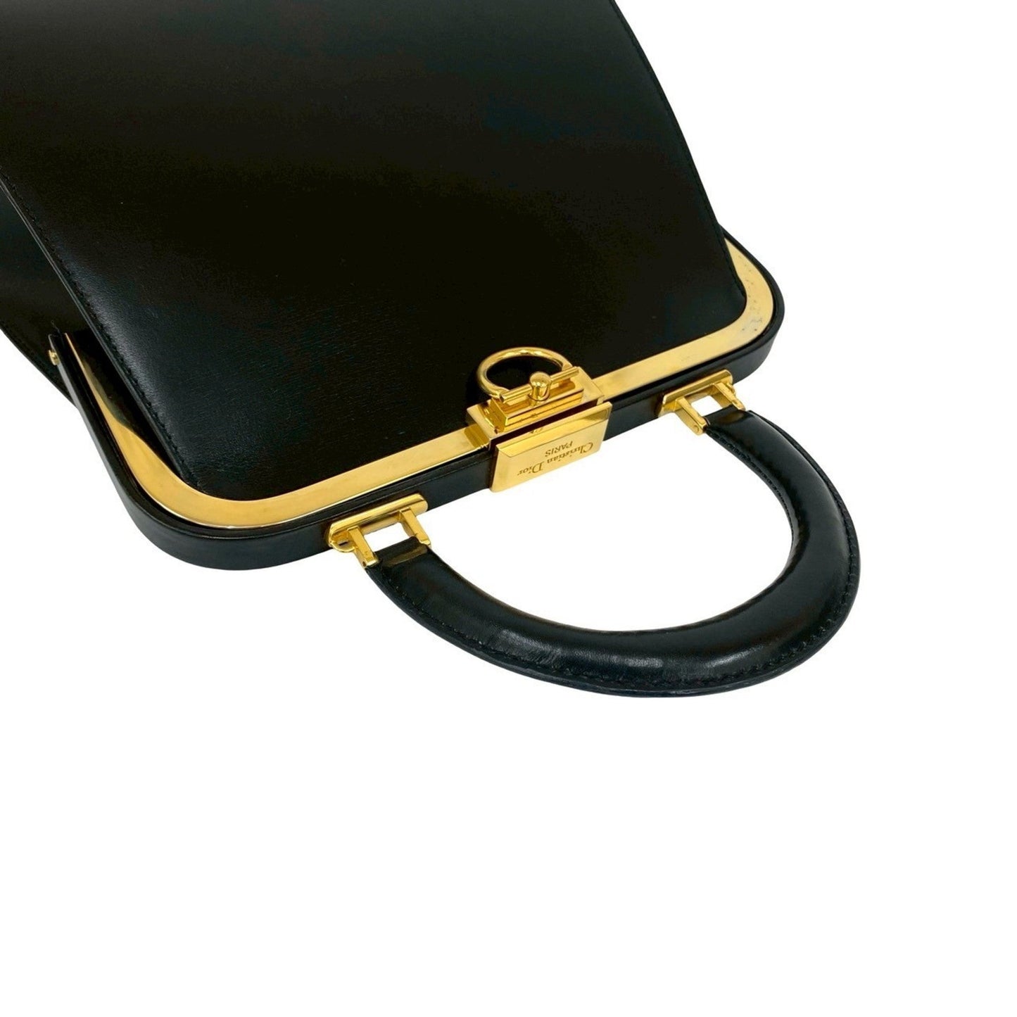 Christian Dior Black Leather Handbag Tote Bag  