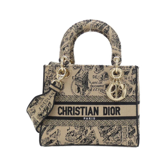 Christian Dior Beige Black Canvas Handbag  