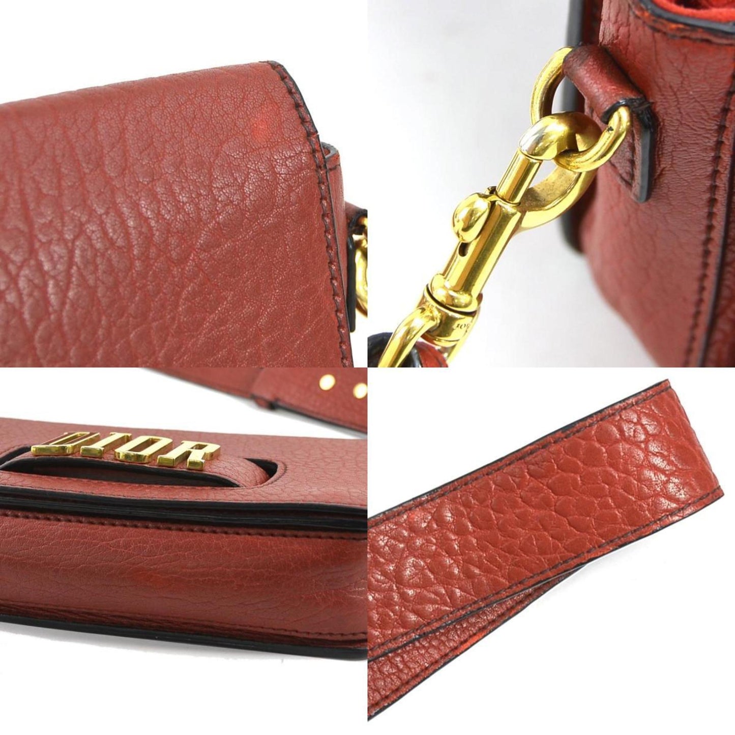 Christian Dior Red Color Leather Shoulder Bag  