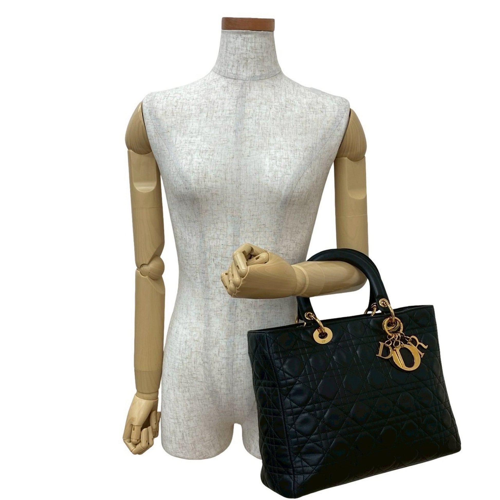 Christian Dior Black Leather Handbag Tote Bag  