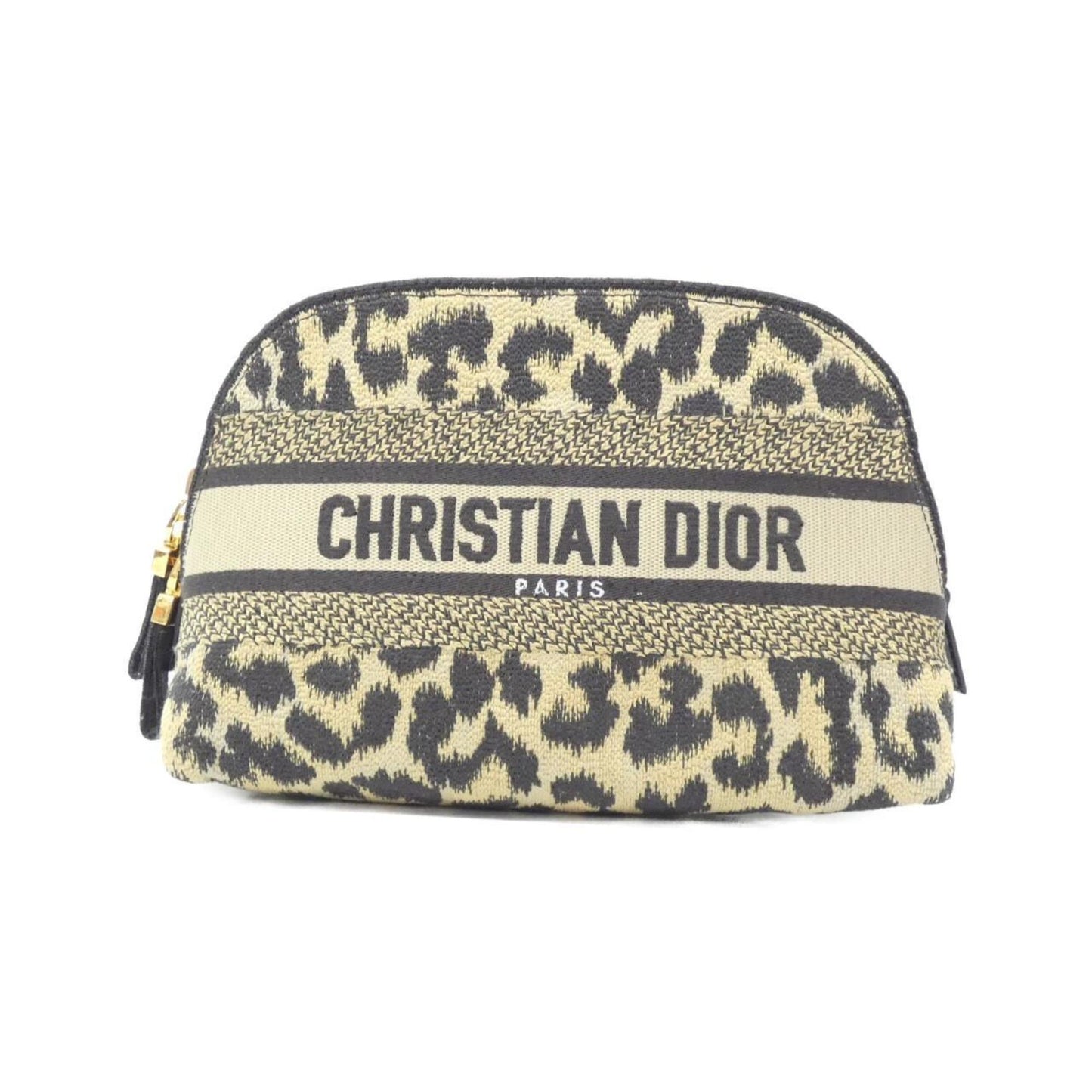 Christian Dior Beige Black Canvas Pouch  