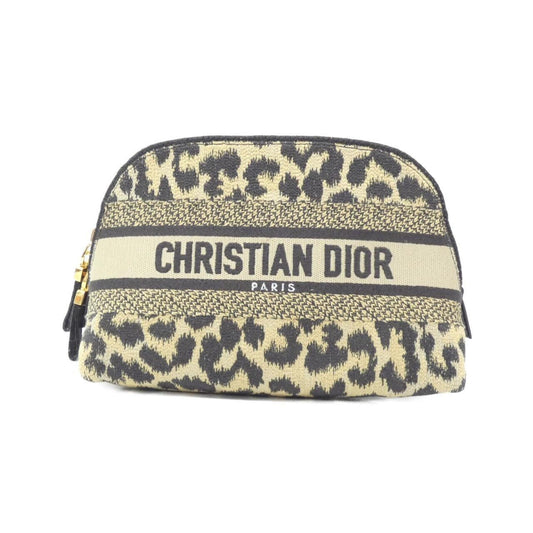 Christian Dior Beige Black Canvas Pouch  