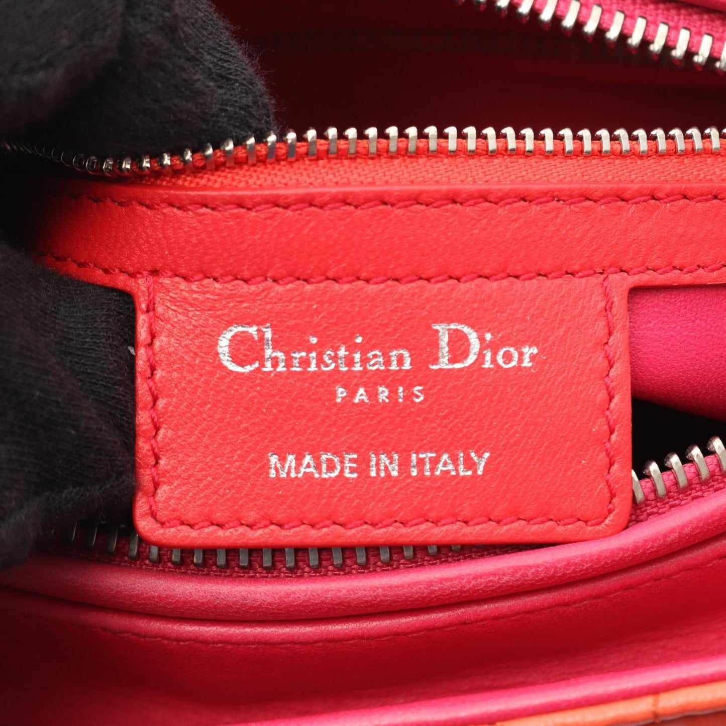 Christian Dior Orange Pink Leather Handbag  