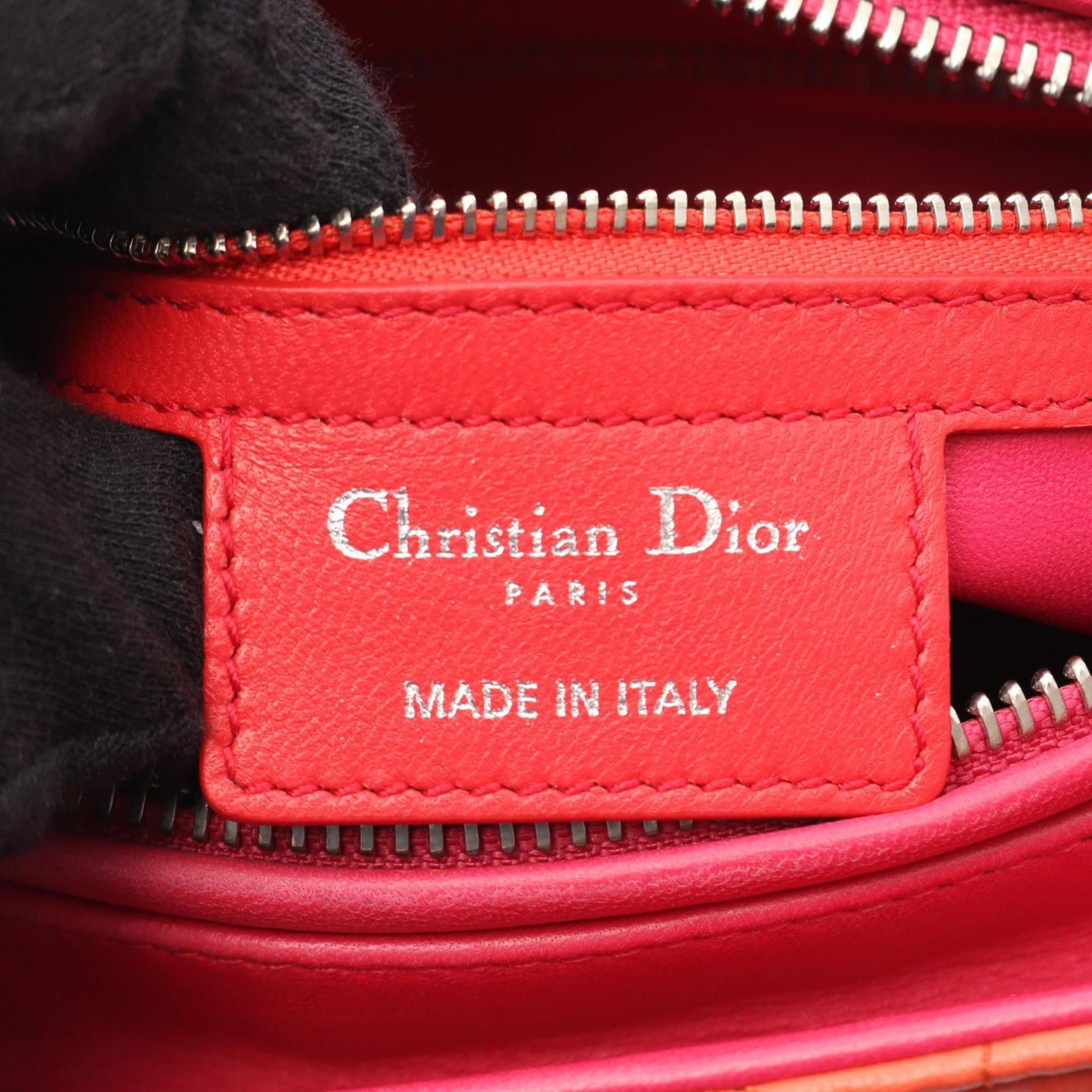 Christian Dior Orange Pink Leather Handbag  