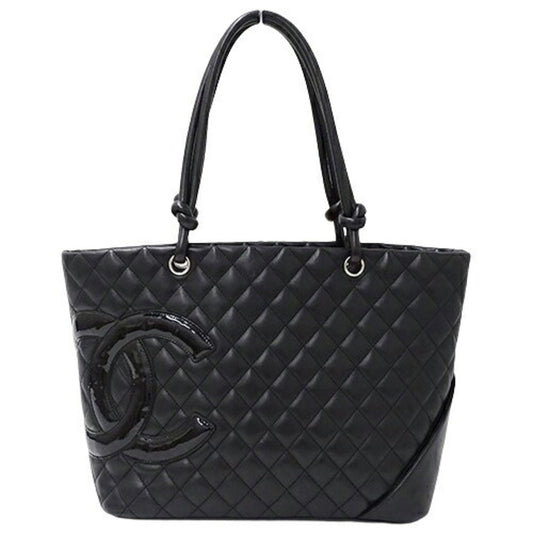 CHANEL Bag Cambon Women s Tote Leather Black