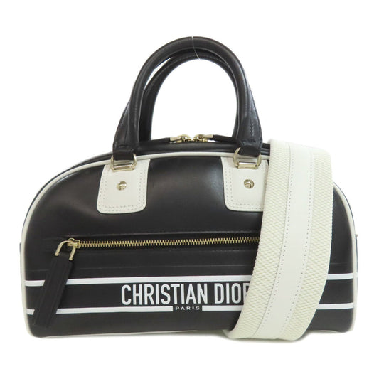 Christian Dior Black White Leather Handbag  