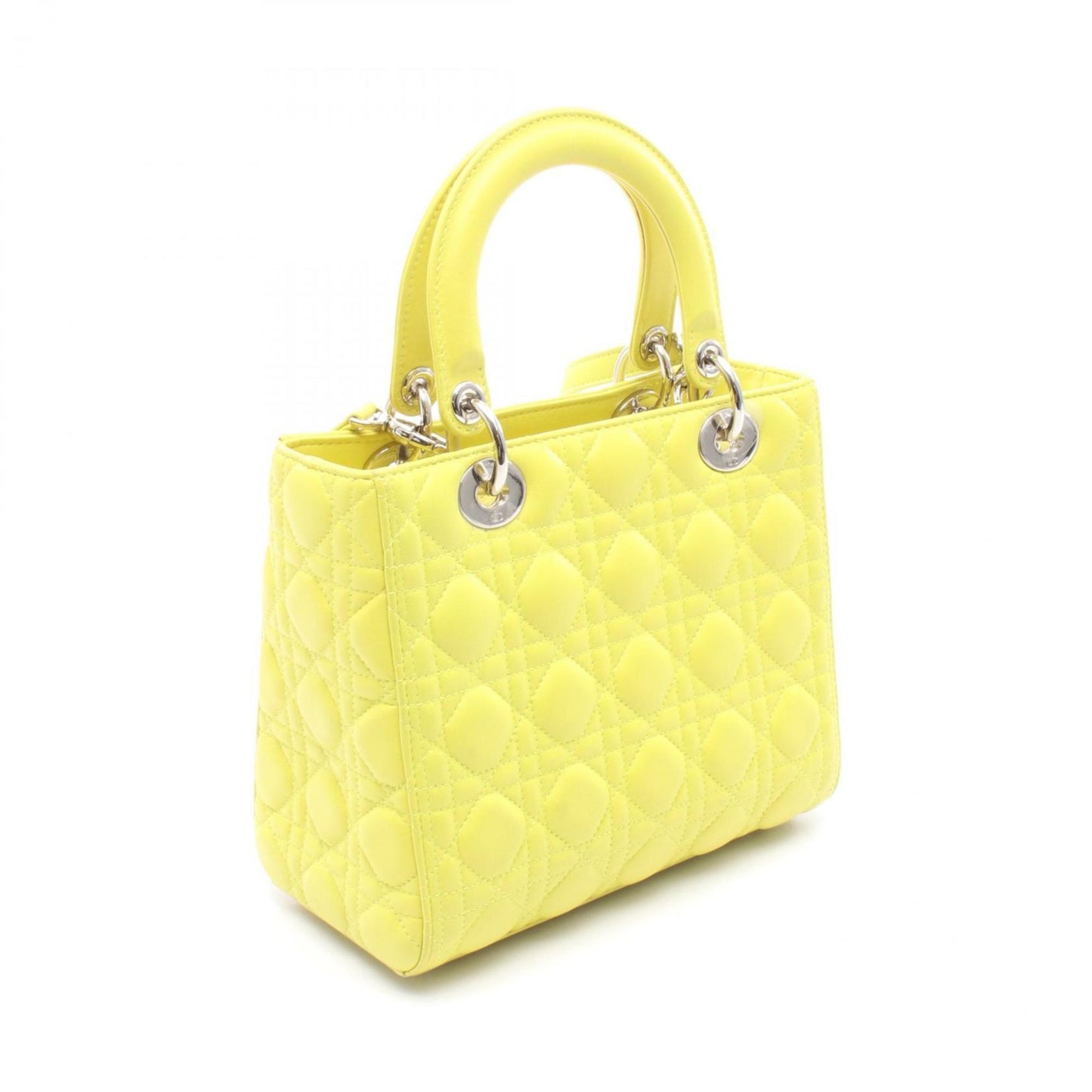 Christian Dior Lady Dior Yellow Leather Handbag  