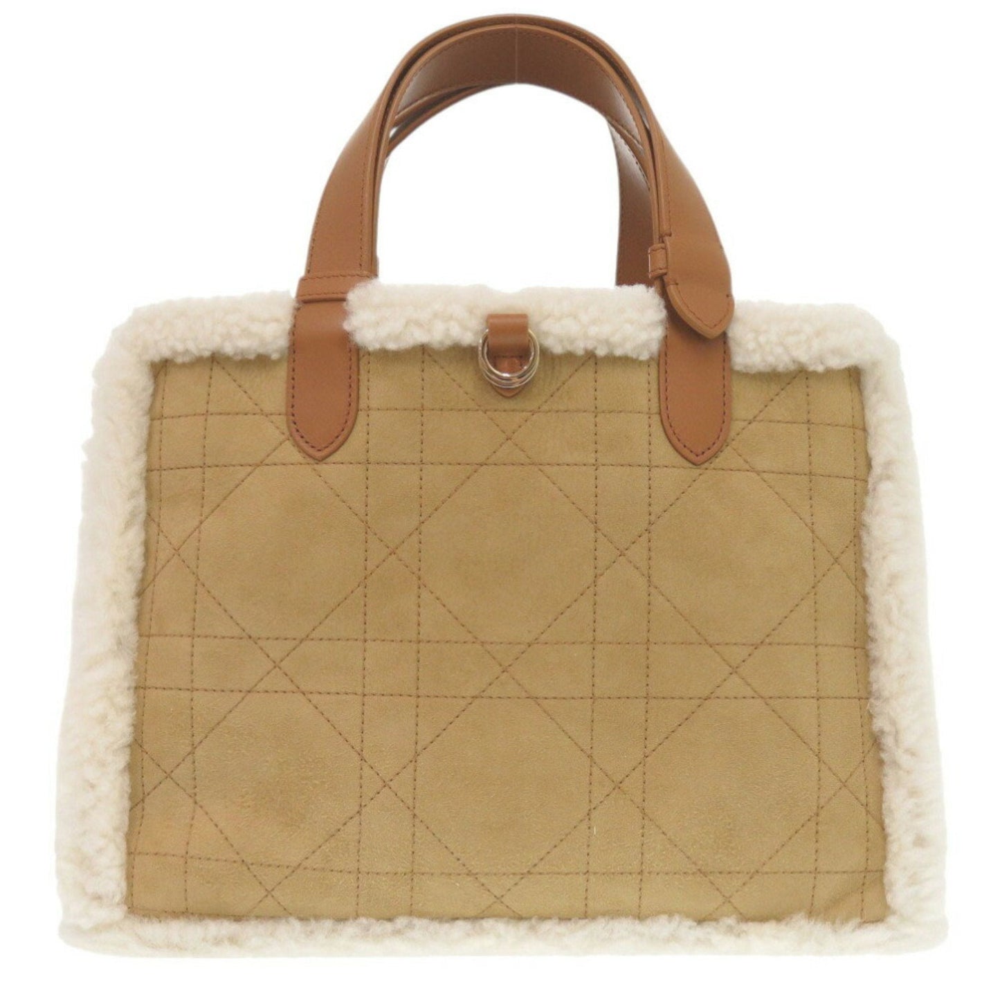 Christian Dior Brown White Leather Leather Handbag  