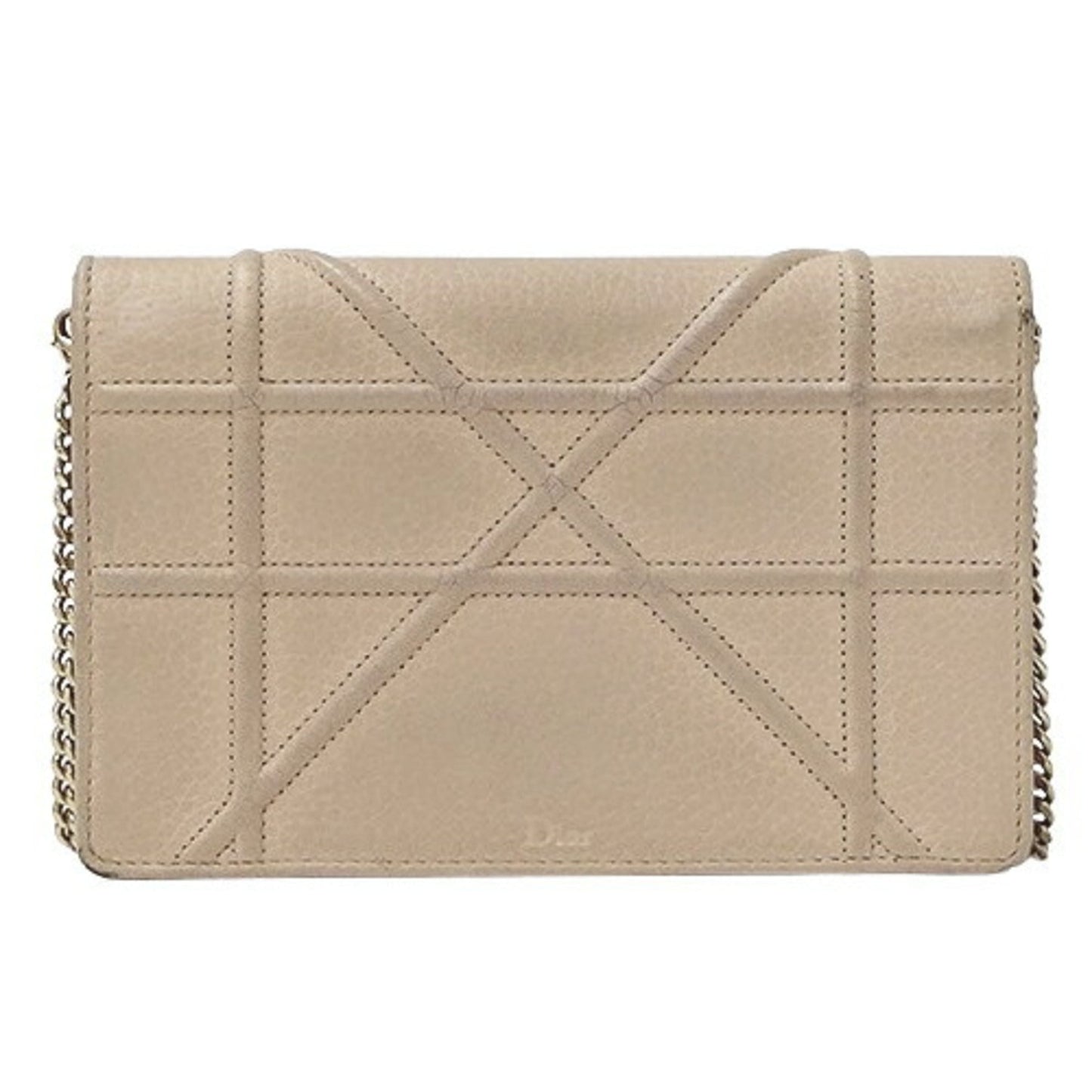 Christian Dior Pink Beige Leather Clutch Bag Shoulder Bag  