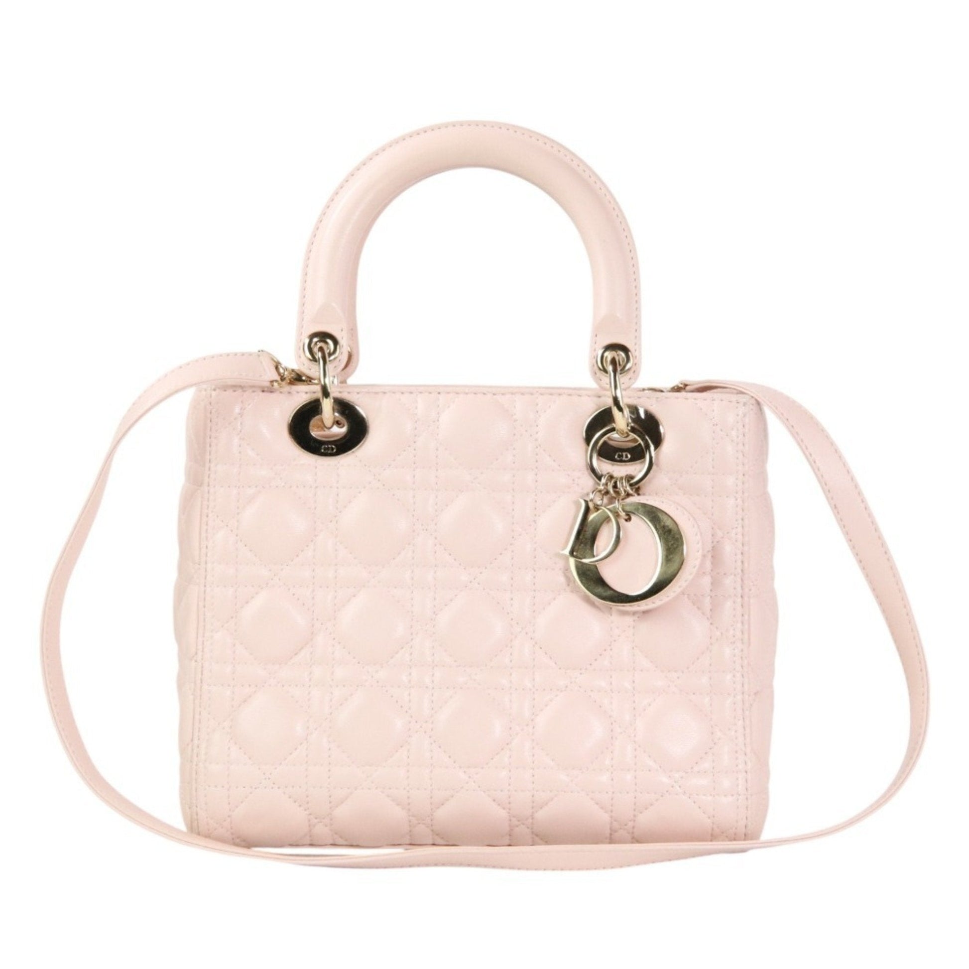 Christian Dior Lady Dior Pink Leather Handbag Shoulder Bag  