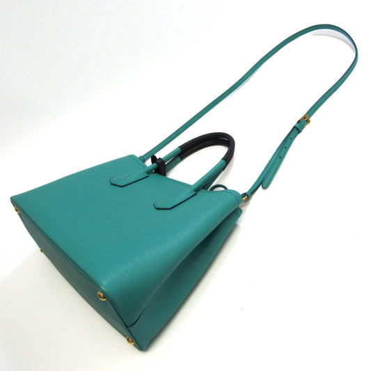 Prada Doubre Medium Women's Leather Shoulder Bag,Tote Bag Green,Navy