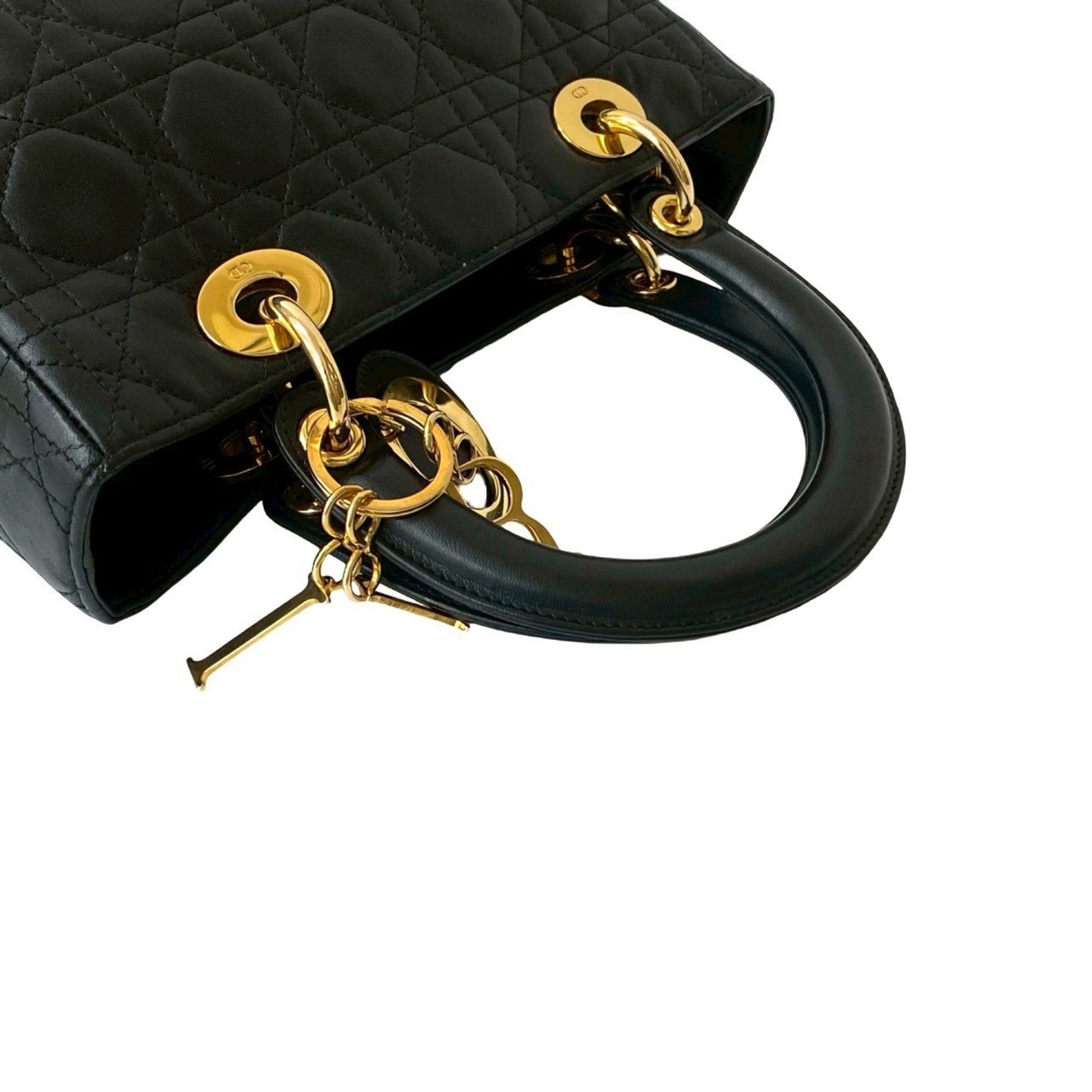 Christian Dior Black Leather Handbag Tote Bag  