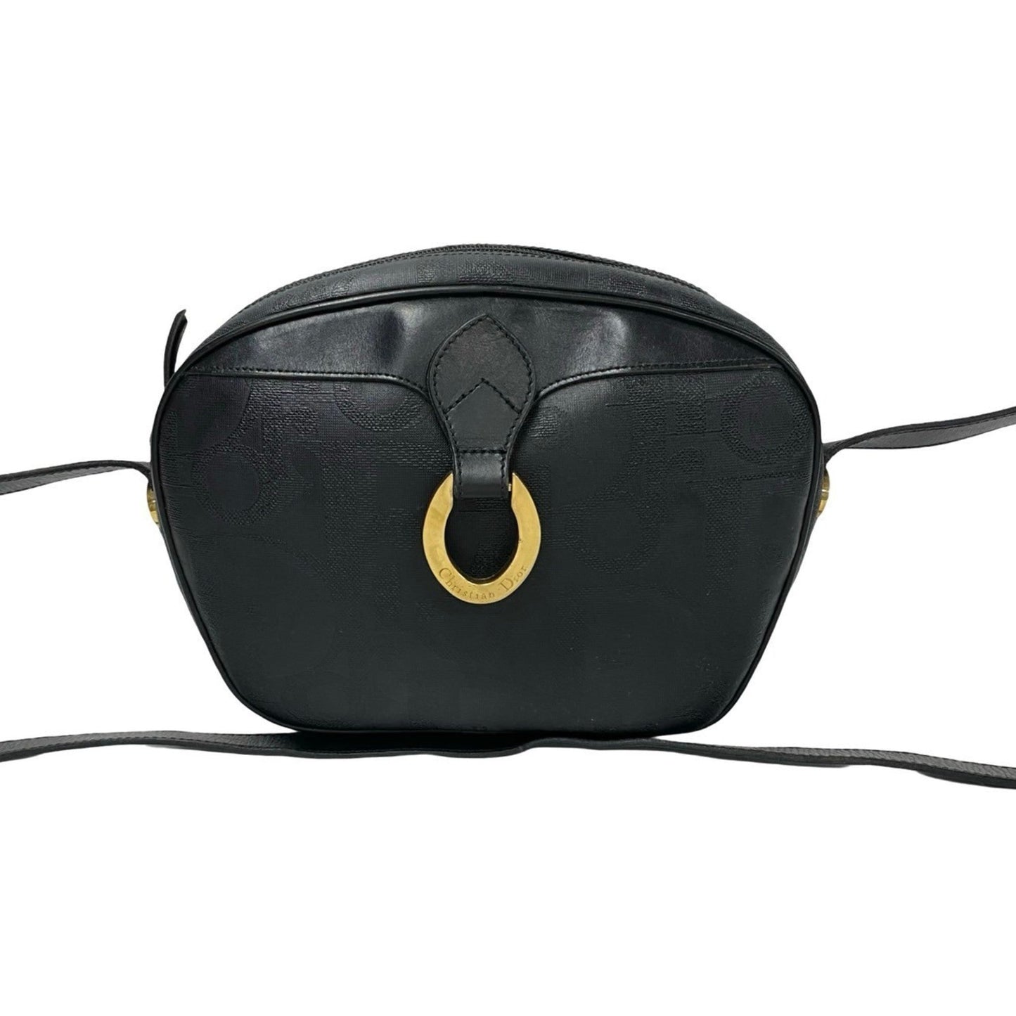 Christian Dior Black Leather Pvc Pochette Shoulder Bag  